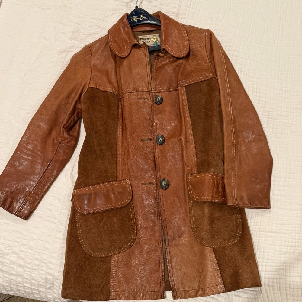 Vintage Brown Leather and Suede Coat